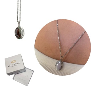 Relicário Oval + Corrente em Aço Inox Antialérgico com 2 Fotos em Oferta na Shopee