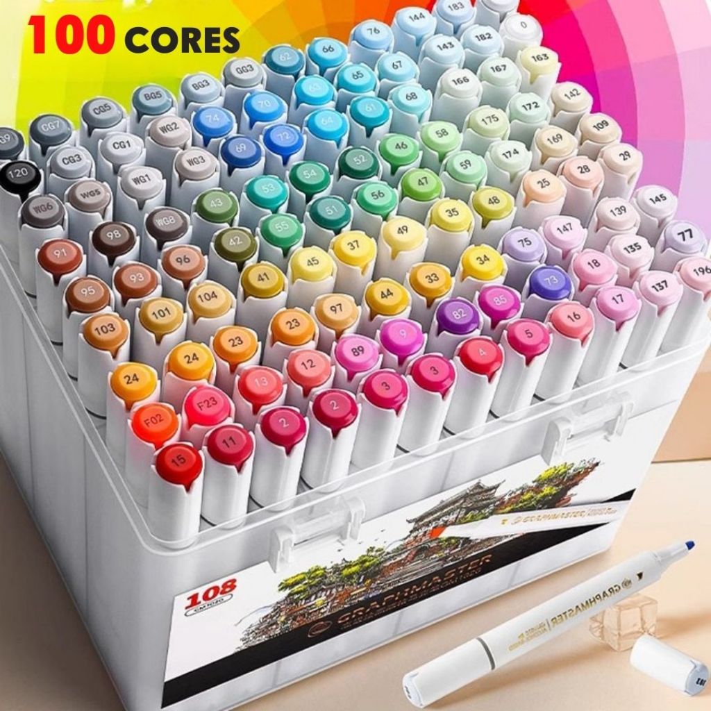 Canetas Coloridas Kit Caneta Marcadora Cabeça Dupla Oleosa Montagem Artística Para Estudantes