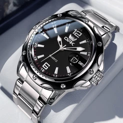 OPK Relógio Masculino de Quartzo Aço Inox Impermeável E Luminoso Estilo Casual Presente Ideal 6026