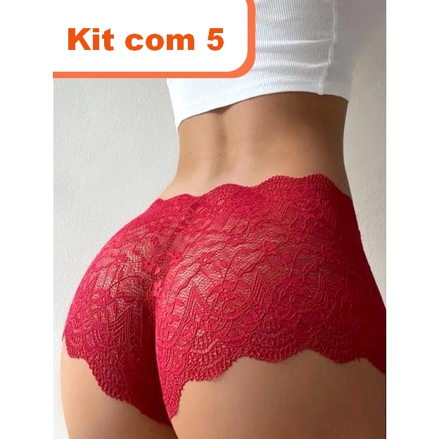 KIT 5 Calcinha Caleçon Shortinho SexyShop Sensual Renda Noite Quente Atraente  ATACADO
