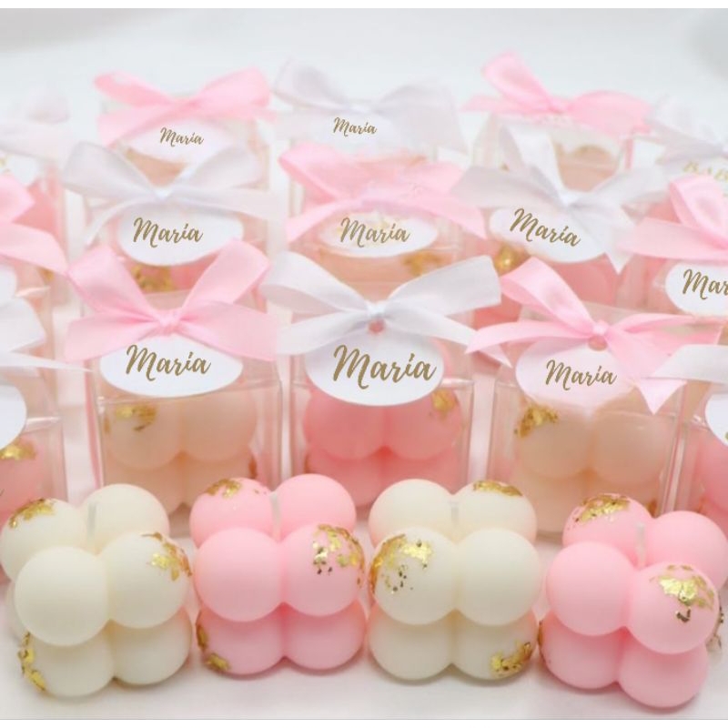 kit de velas Bubles Aromáticas com Adesivo Personalizado para Lembrancinha Casamento, Aniversário, Batizado, Formatura