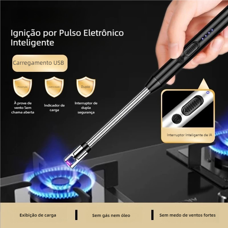 Fogão Churrasqueira Vela Acendedor De Fogão Isqueiro Eletrico Original Recarregavel USB
