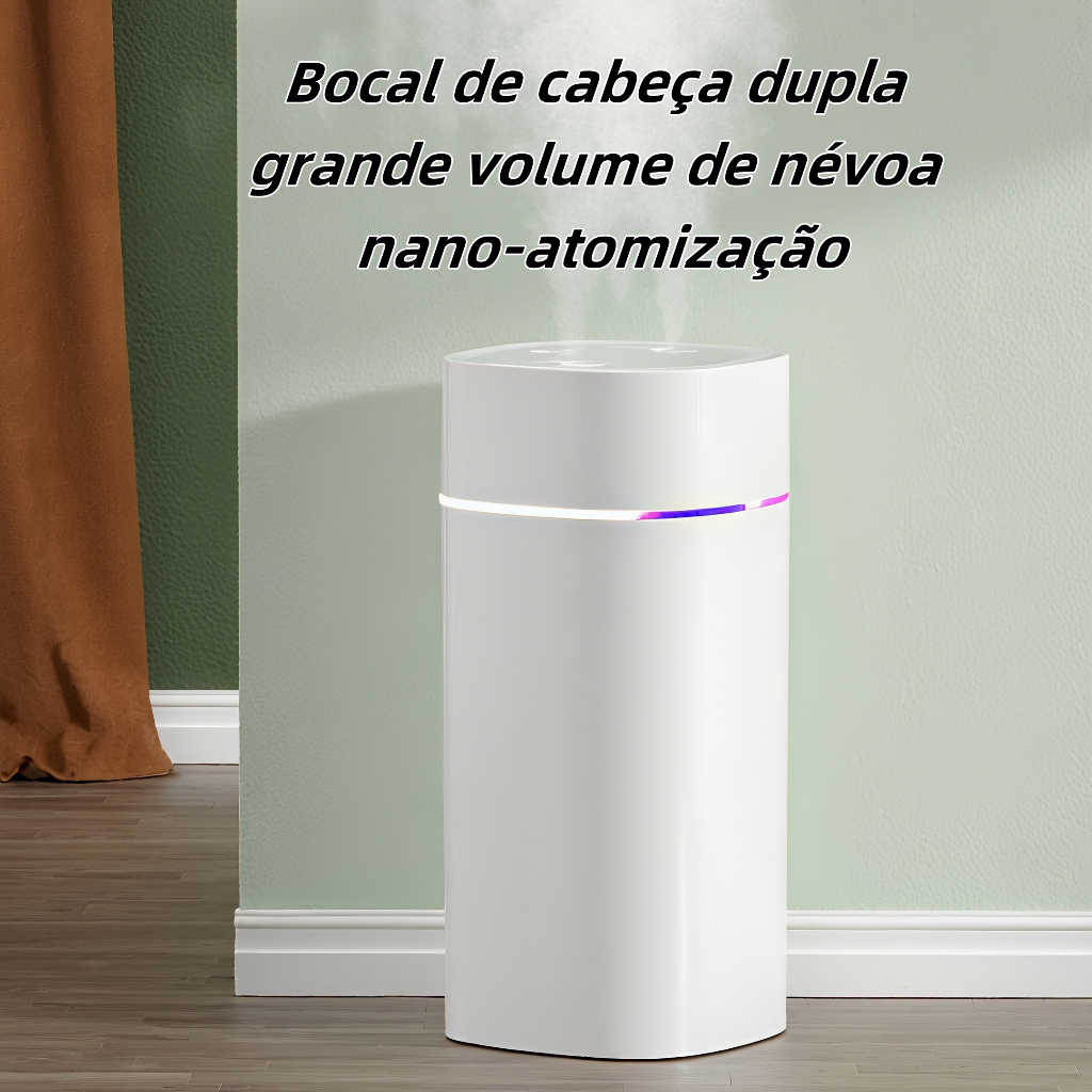 Umidificador De Ar Grande 12 Horas Com 2 Saídas De Ar E Led 3 Em 1 Multifuncional 600ml Para Quarto — imagem 2 de 2