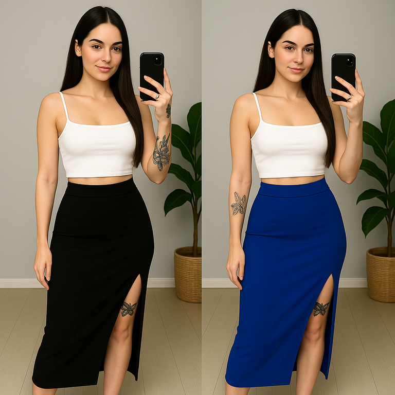 Saia Cintura Alta Feminina Longa com Fenda Estilo Midi para o Verão, Elegante, Leve, Moda Feminina