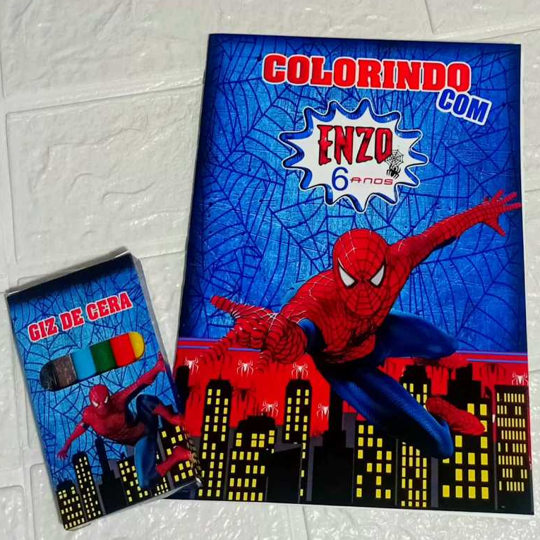 Kit de Colorir Lembrancinha Personalizada - Livro + Mini Giz - Homem Aranha / livrinho de colorir Revistinha de colorir