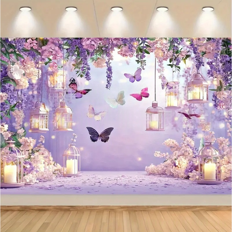 Fundo Fotográfico Borboletas 2,30x1,80 Painel Borboletas 3D em Tecido Sublimado Retangular Newborn em Oferta na Shopee