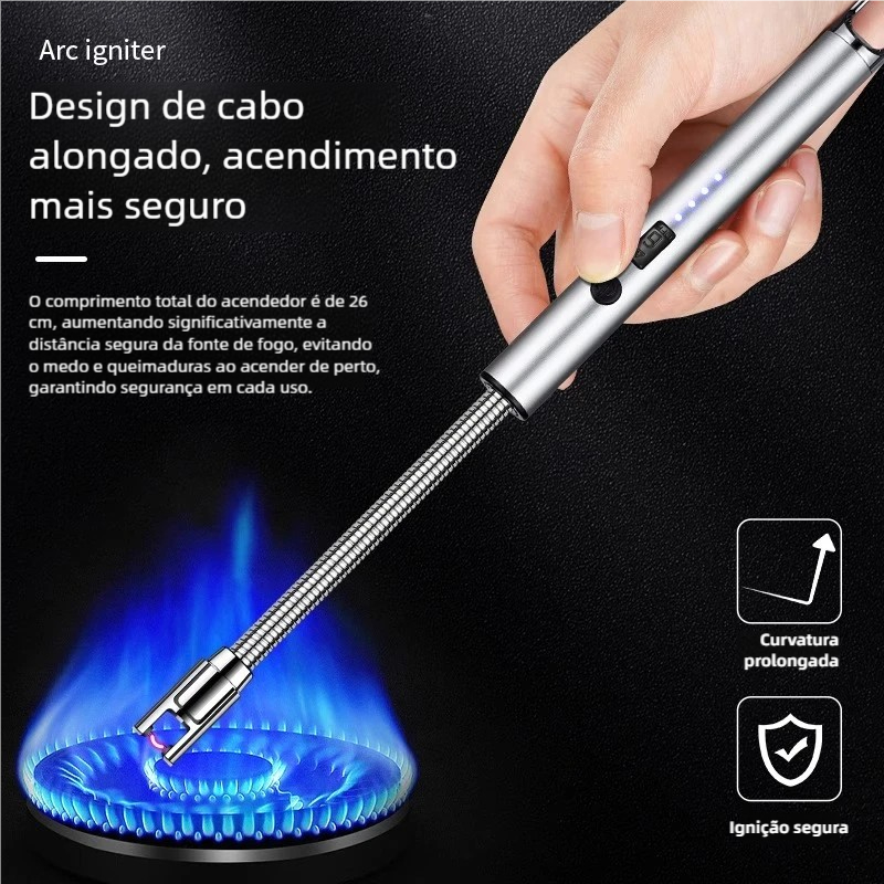 Imagem Isqueiro Eletrico Acendedor De Fogão: Original Recarregável USB para Fogão e Churrasqueira Vela