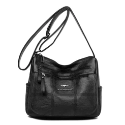 Bolsa Crazy Feminina De Couro Lavada Versão Coreana De Ombro Macio Grande Capacidade Diagonal Meia Idade