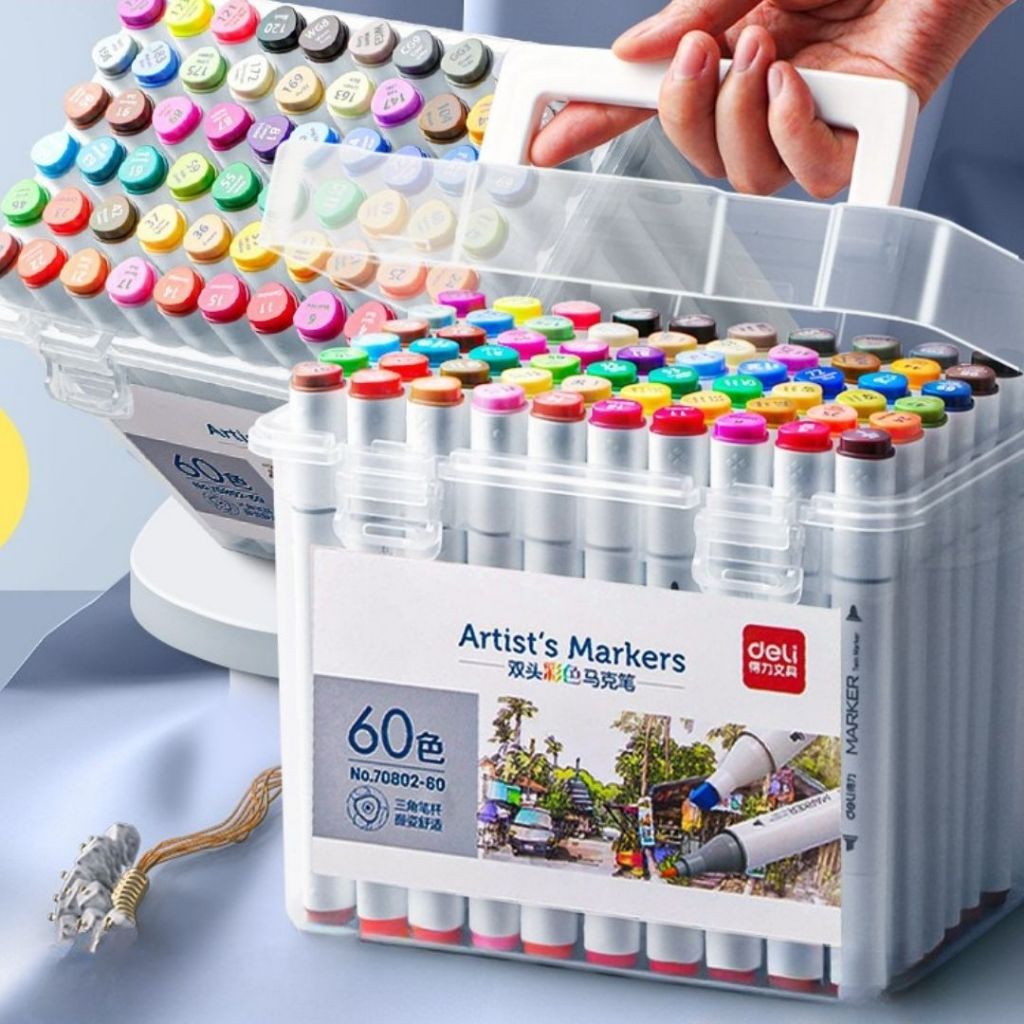 12/24/36/48/60/80 peças Caneta Marcadora De Cabeça Dupla Conjunto De Canetas De Aquarela Especial Para Crianças em Oferta na Shopee