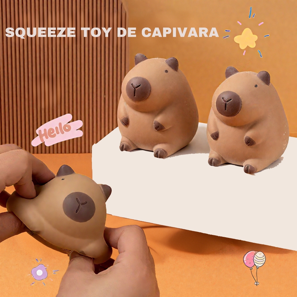 Brinquedo Capivara Fofo Antiestresse, Squishy Macio e Elástico, Puxa e Estica, Alivia Estresse