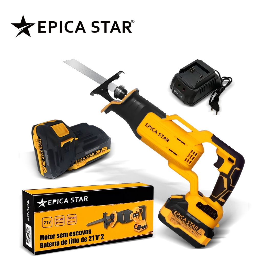 Motosserra Elétrica 21V Brushless | 2 Baterias | Super Potente em Oferta na Shopee
