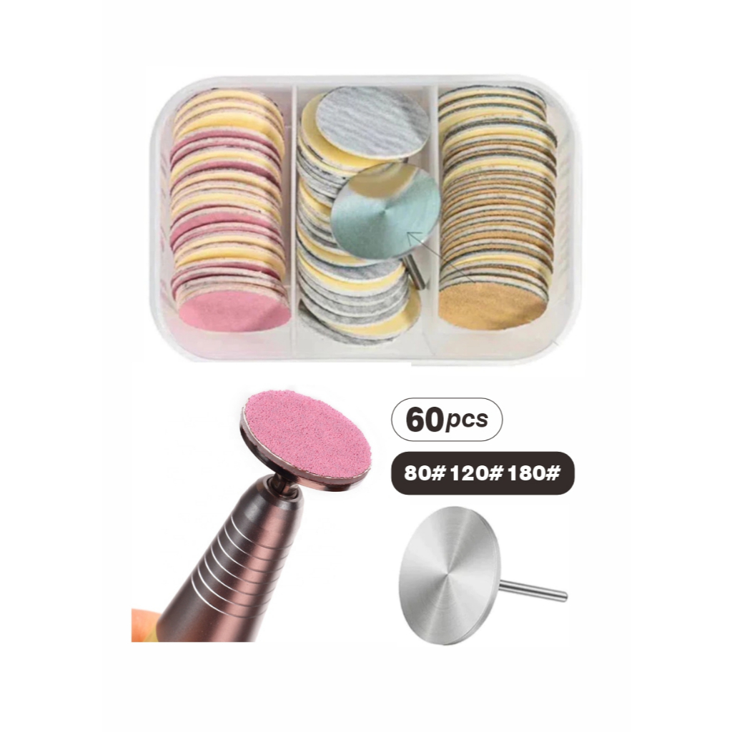 Broca Disco Suporte Broca Mais Lixas Caixinha com 60 Lixas Adesiva com Suporte 2.35mm para Micro Motor