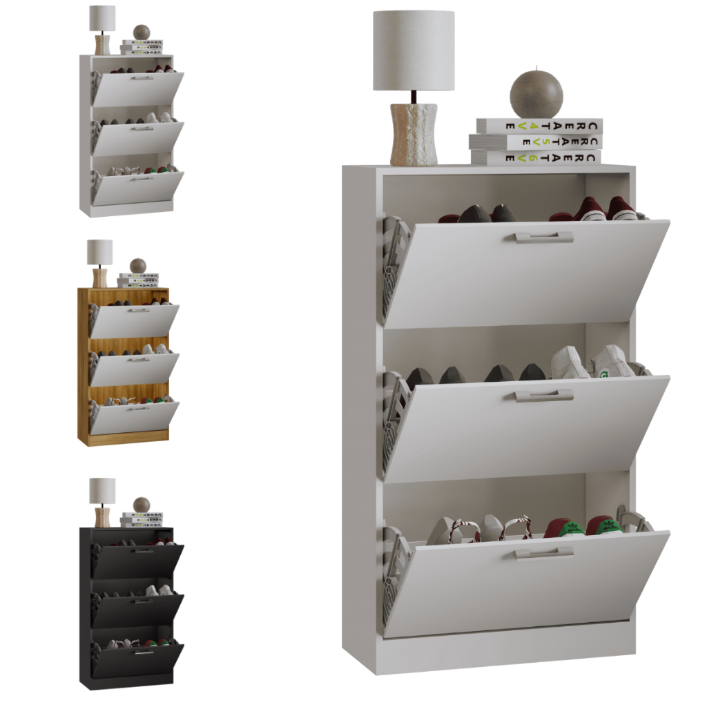 Sapateira Organizadora 3 Portas Armário Multiuso Hall de Entrada Quarto Sala Estante Moderna Bonatto em Oferta na Shopee