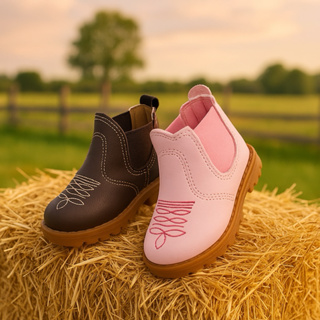Bota Botina Country Bordada Infantil Coturno Confortável Lançamento em Oferta na Shopee