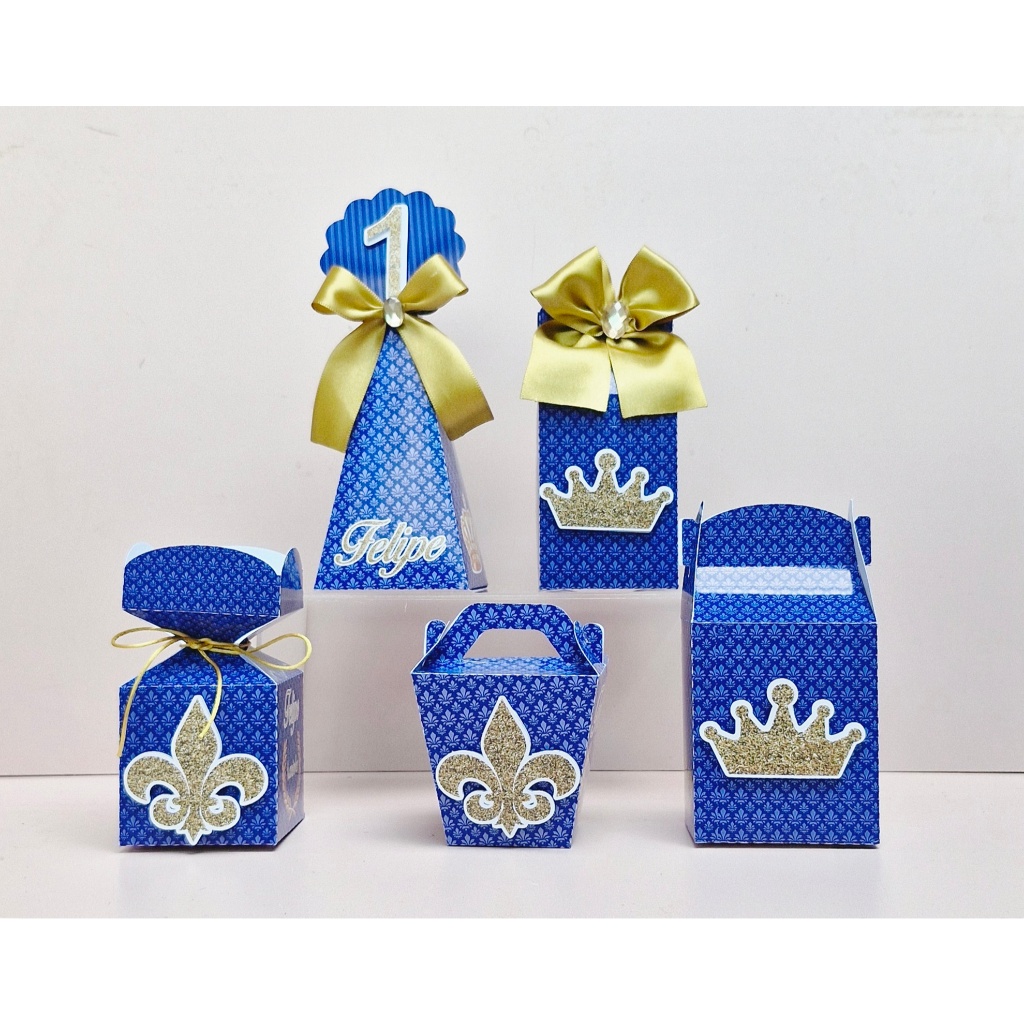 Pegue e Monte Kit Personalizados Realeza Menino, Azul Personalizados, Lembrancinhas, Mesversário, Aniversário