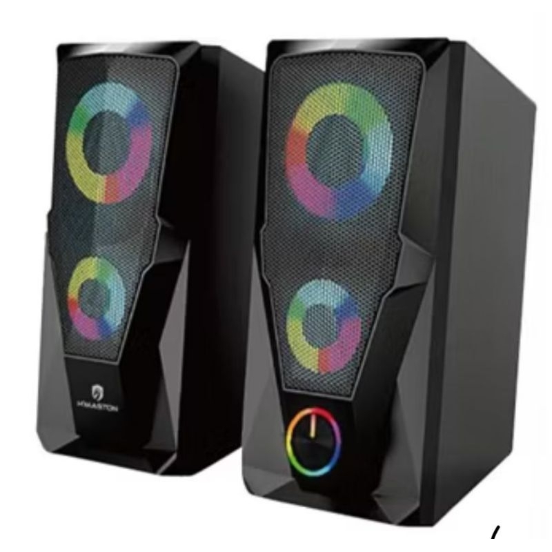 Caixas de Som Gamer para PC, Capa de Malha Metálica RGB, Coloridas, Compatível com Smart