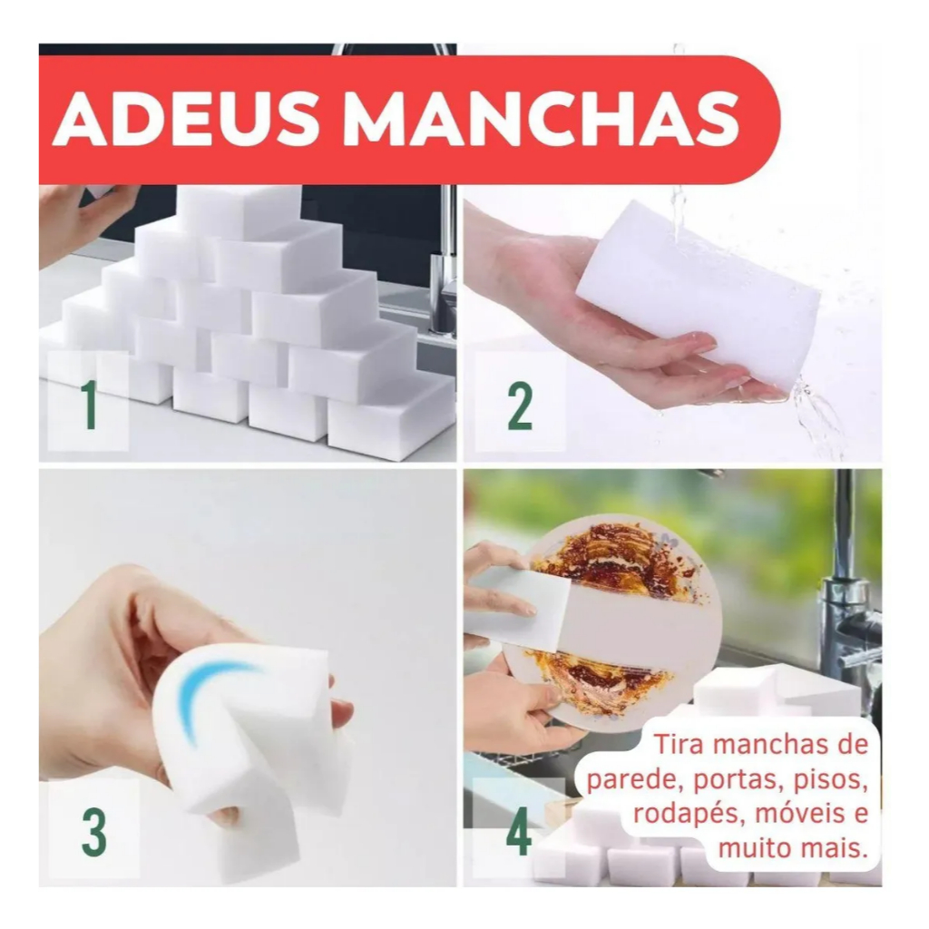 Esponjas Mágica Bucha Melamina Tira Mancha Original Desengordura Limpeza Incrível em Oferta na Shopee
