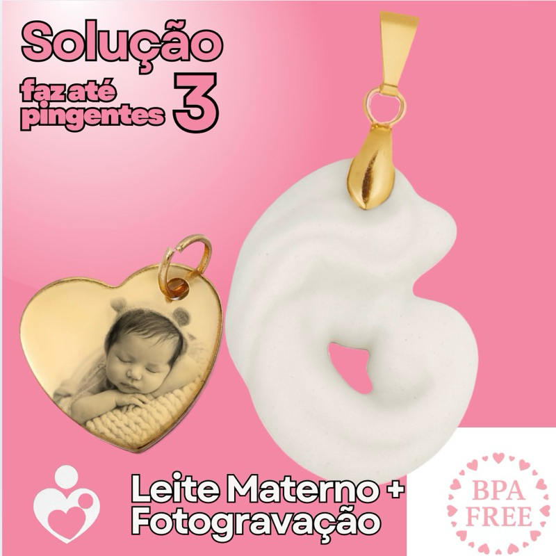 Faça Você Mesmo Pingente Joia de Leite Materno - Presente pra Mamães - Chá de Bebê e Pós Parto - Biojoia - Fotogravação