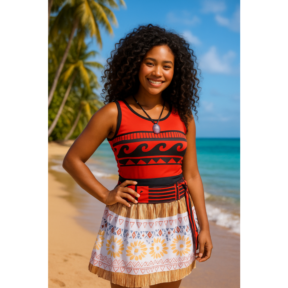 Vestido Fantasia Princesa Moana infantil adulto Carnaval Bloco em Oferta na Shopee