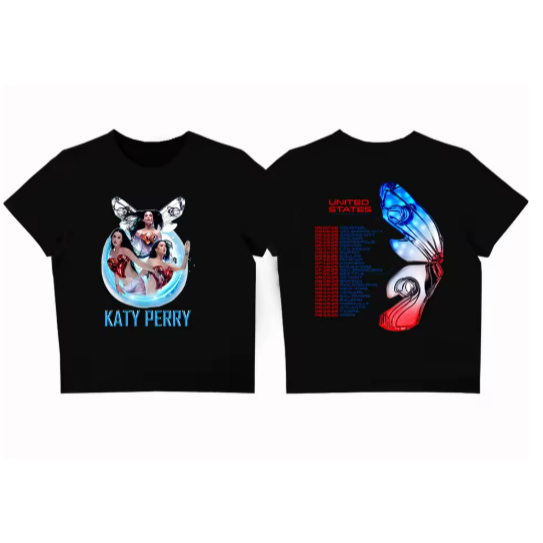 Camiseta Camisa Blusa Algodão Unissex Katy Perry The Lifetime Tour 2025 Crop Tops