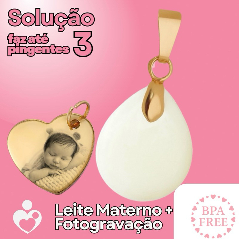 Faça Você Mesmo Pingente Gotinha Joia de Leite Materno - Presente pra Mamães - Chá de Bebê - Biojoia - Fotogravação