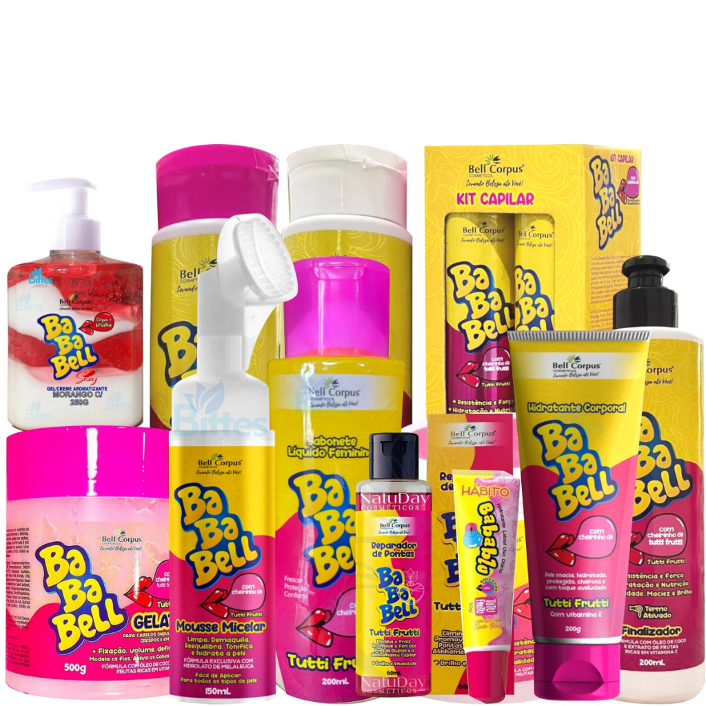 KIT DE 6 Á 11 ITENS  BABABELL HIDRATAÇÃO TUTTI FRUTTI CAPILAR FACIAL CORPORAL COMPLETO BELEZA E CUIDADO BELL CORPUS em Oferta na Shopee