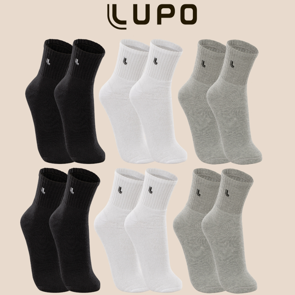 Kit Com 6 Pares De Meias Lupo Sport Cano Médio Esportiva Adulto Em Algodão