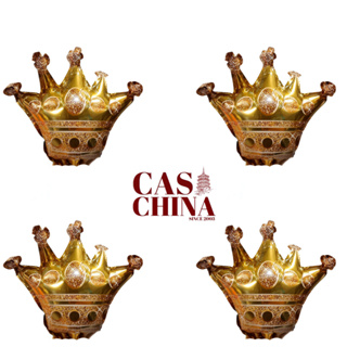 Balão metalizado coroa festas rei rainha cor dourada kit 5/10 em Oferta na Shopee