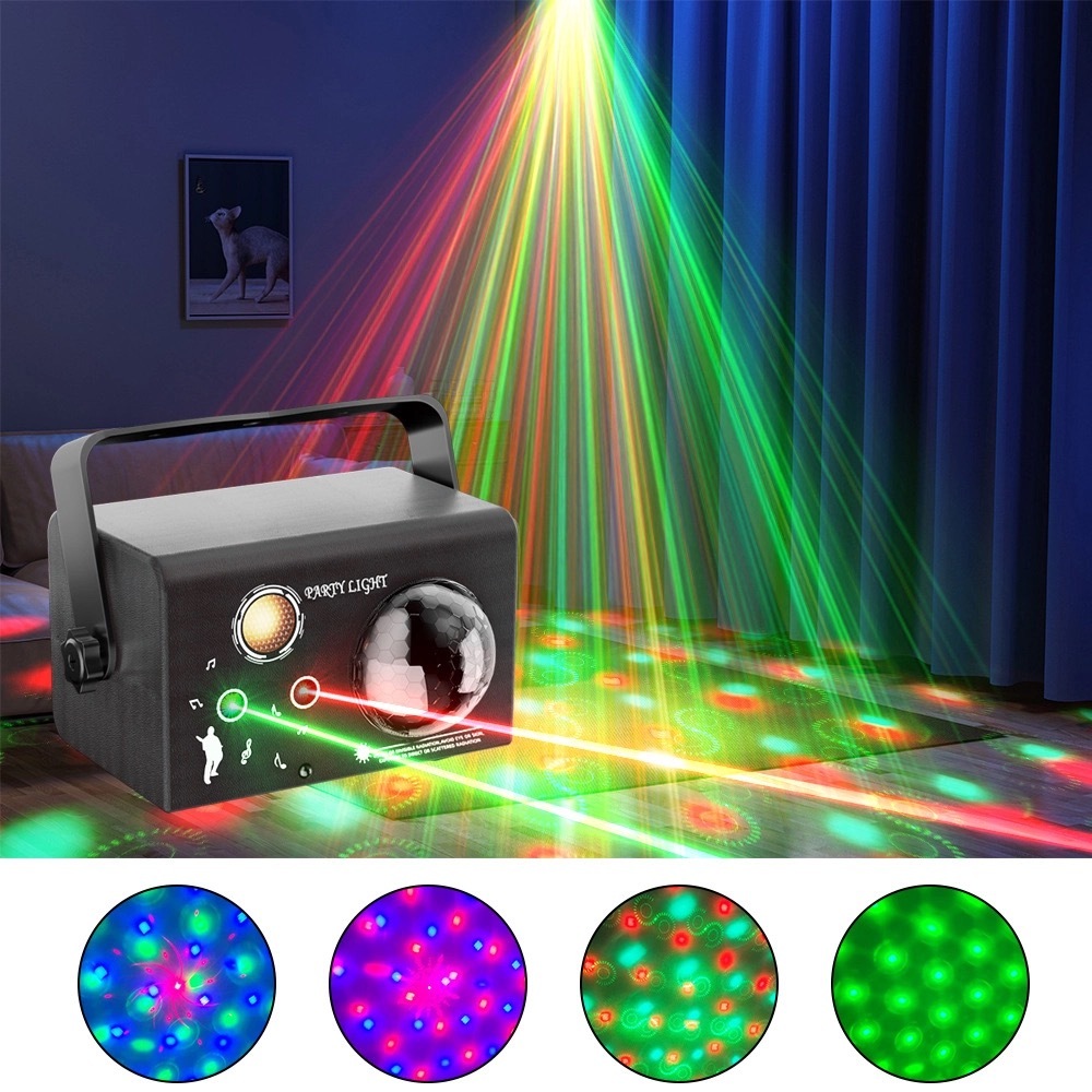 Canhão de LED Multiefeito Canhão de Festa Com Globo e Efeito Laser
