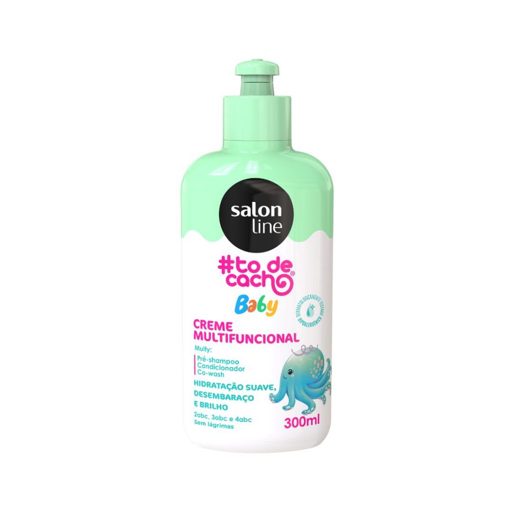 Creme Multifuncional Baby Salon Line Tô de Cacho 300ml Pré Shampoo, Condicionador e Co-Wash