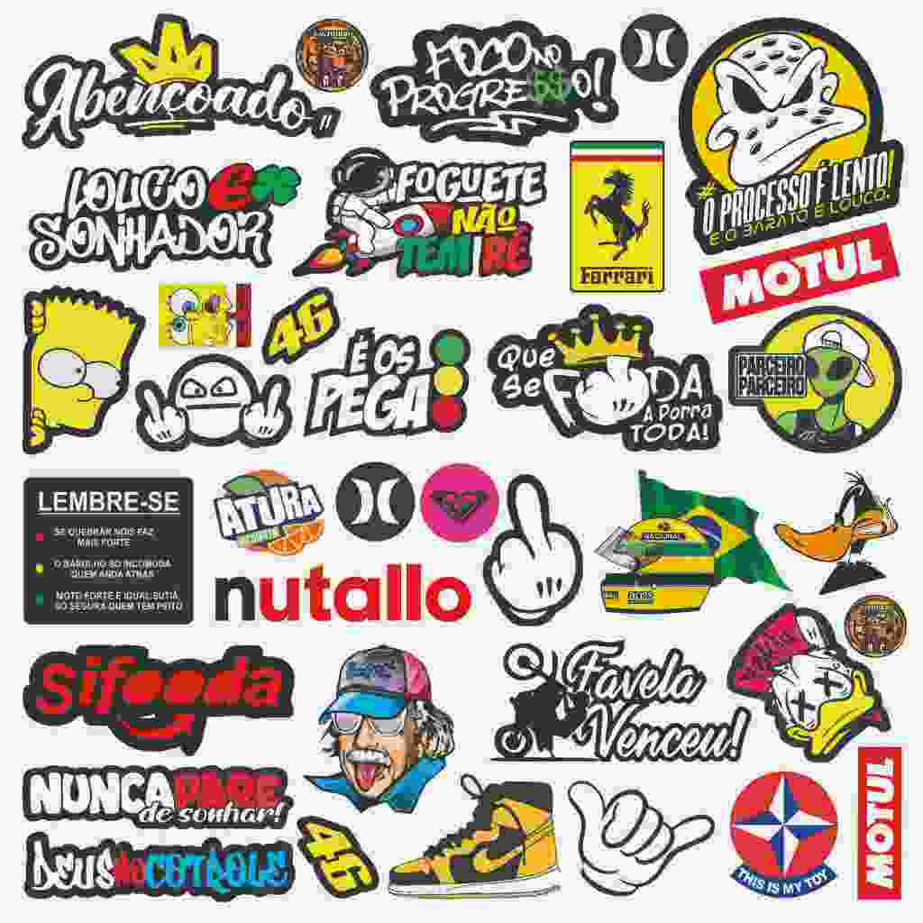 KIT Super Cartela 105 Adesivos Grandes para Bike, Caminhões, Moto, Carro - Alta Qualidade Promo