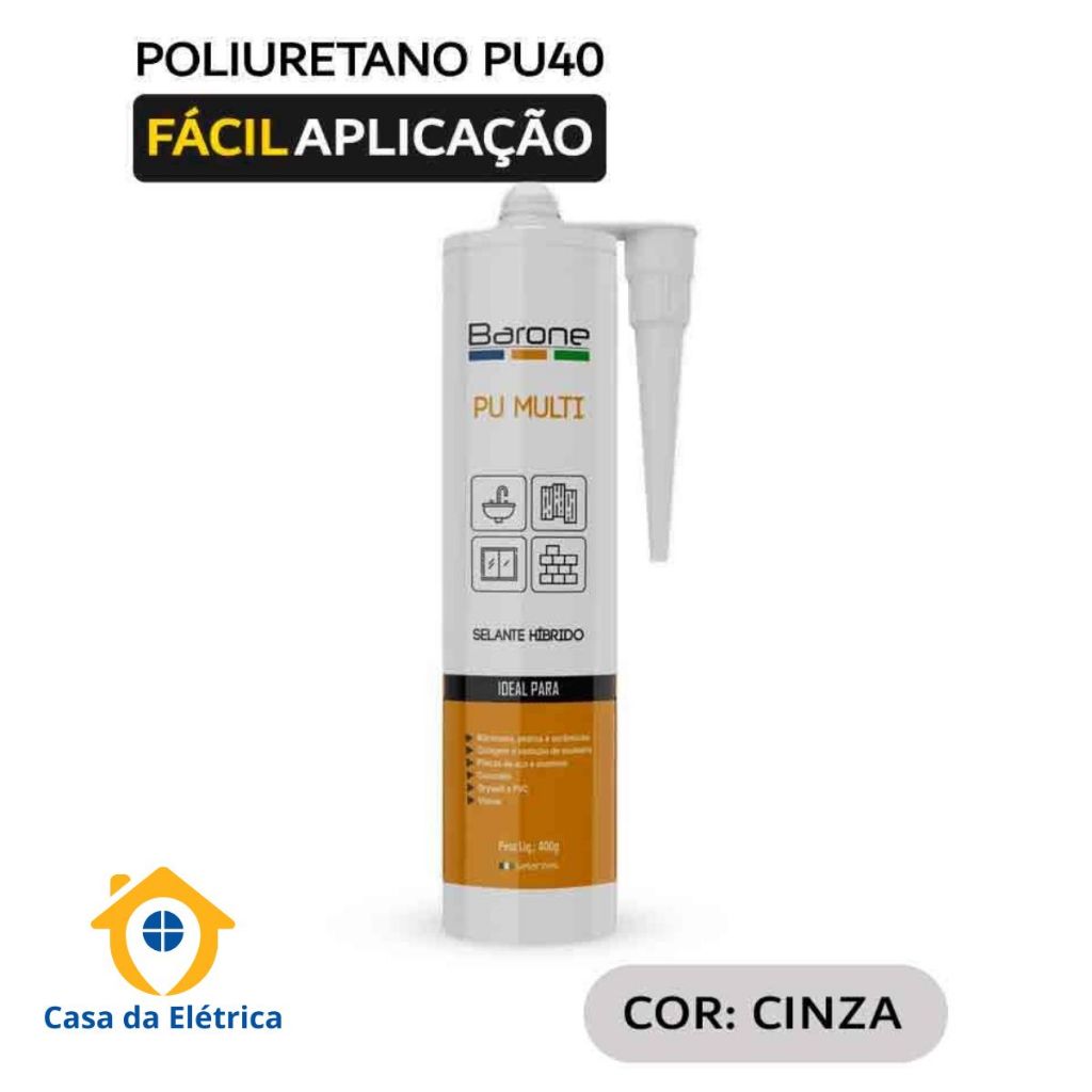 Pu 40 Multiuso Selante Cinza 400G Para Construção e Reparos Residenciais.
