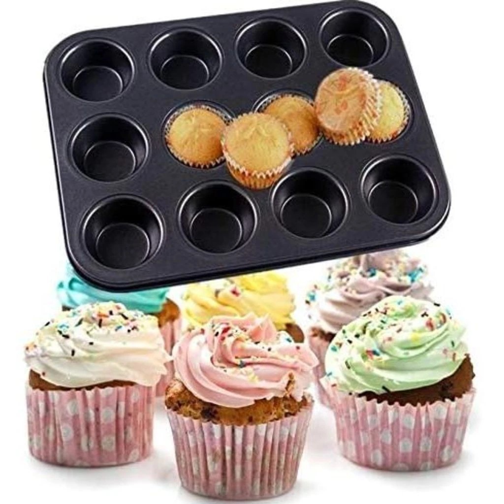 Kit forma assadeira 12 cupcake empada antiaderente não gruda grande com forminhas de silicone em Oferta na Shopee