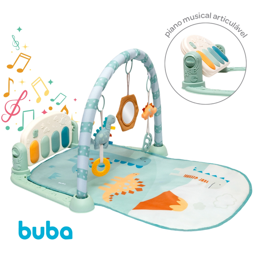 Tapete de Atividades com Piano para Bebê Menino Dino Ginásio de Atividades Tapete Infantil Luz e Som Musical