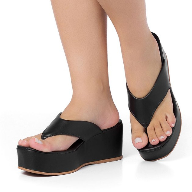 Sandália Feminina Plataforma Tamanco De Dedo Confortável Anabela Meia Pata Blogueira Sofiolí em Oferta na Shopee