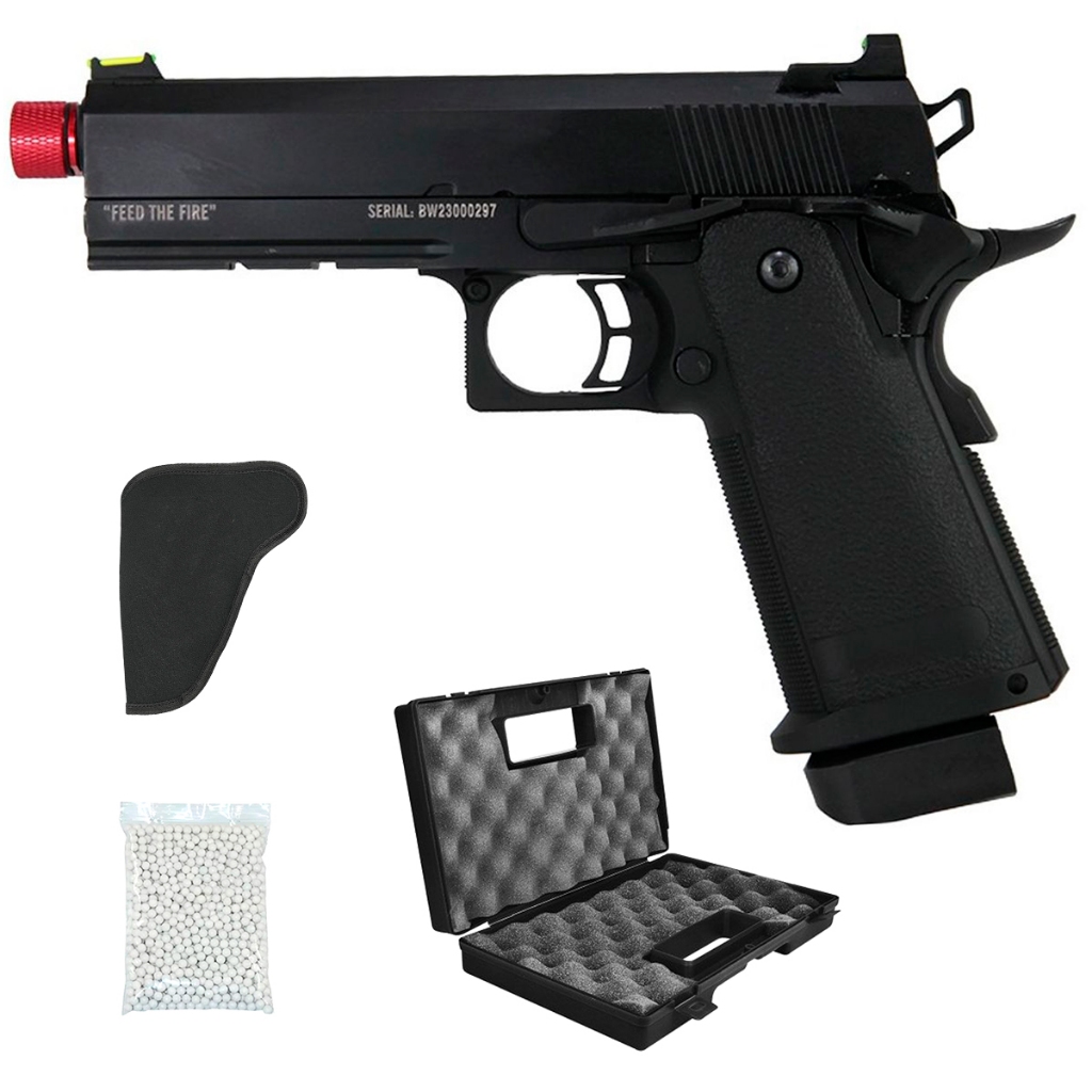 Pistola Airsoft GBB HI CAPA 4.3 Black Whisper - TAG + Esferas 0,12g + Coldre + Maleta em Oferta na Shopee