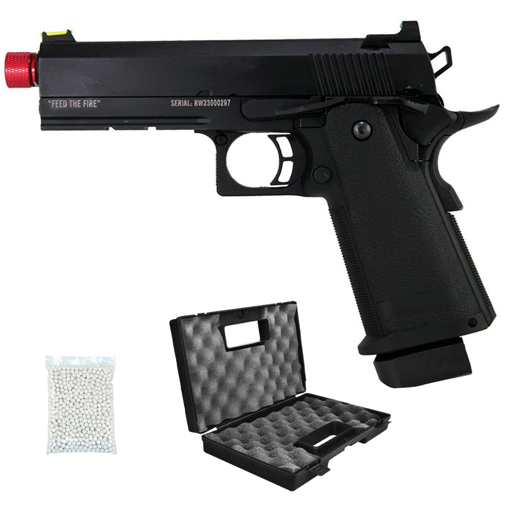 Pistola Airsoft GBB HI CAPA 4.3 Black Whisper - TAG + Esferas 0,12g + Maleta em Oferta na Shopee
