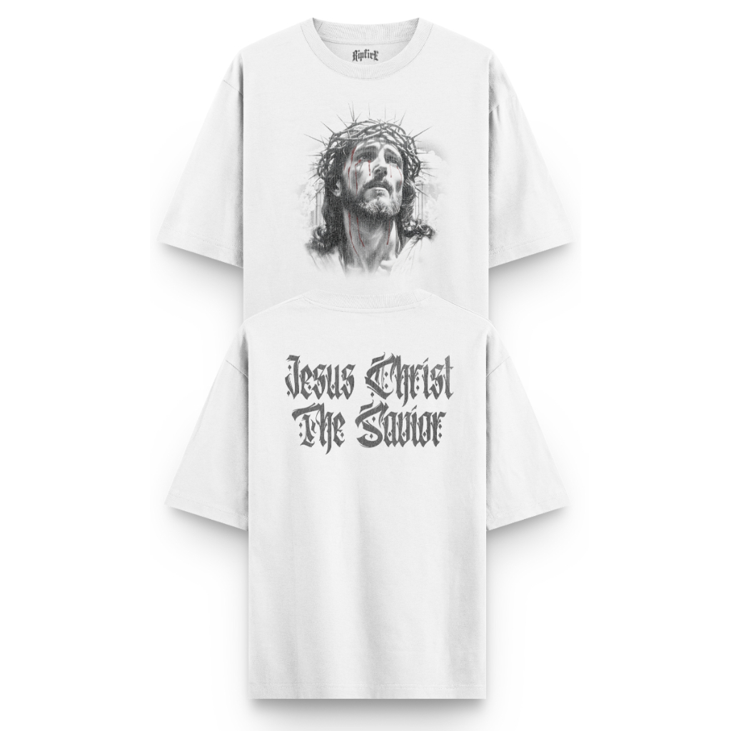 Camiseta Oversized Masculina Jesus Cristo The Savior Streetwear Cristã 100% Algodão