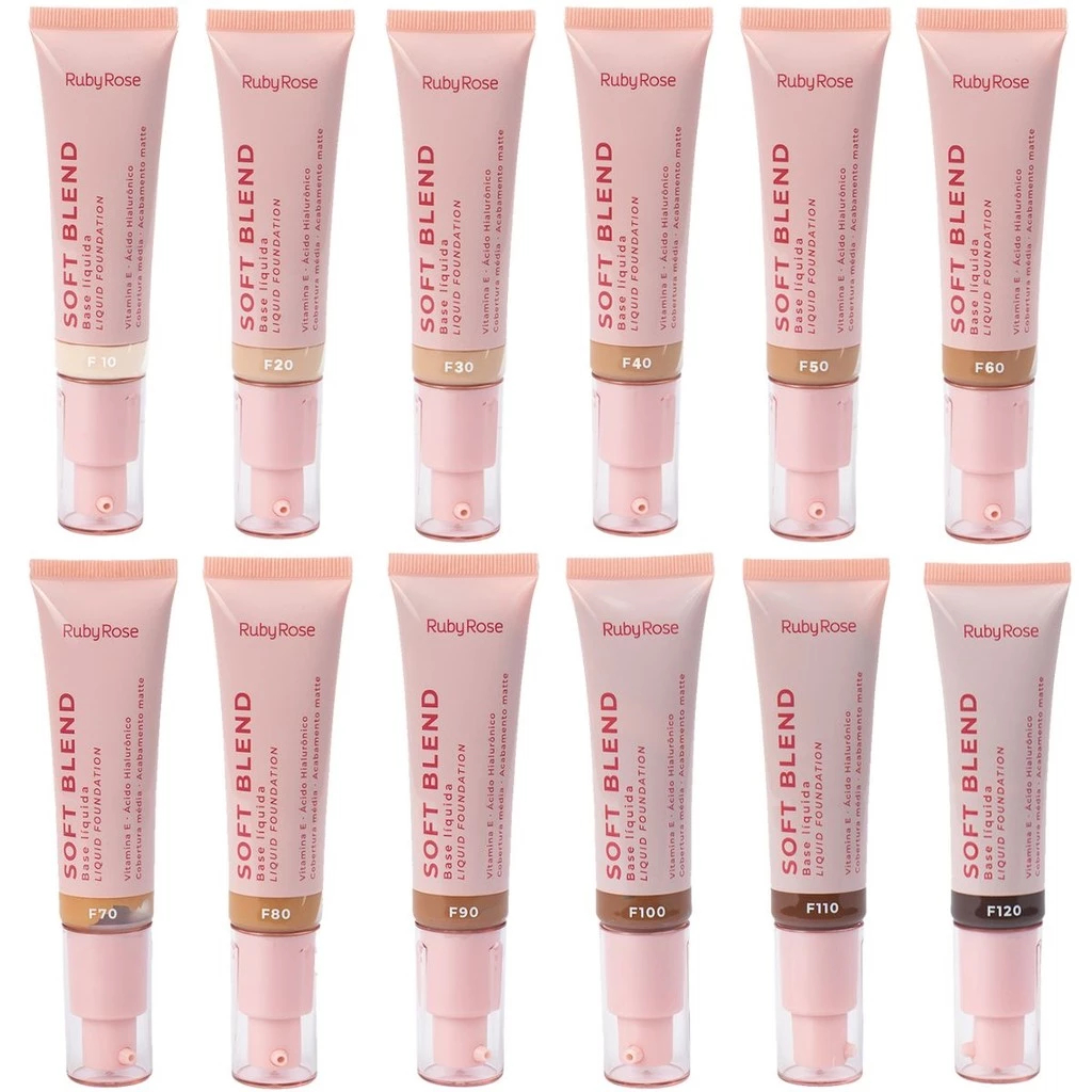 Base líquida Soft Blend Acabamento Matte - Ruby Rose 30g HBM301 RubyRose - Linha Rosa Ruby Rose