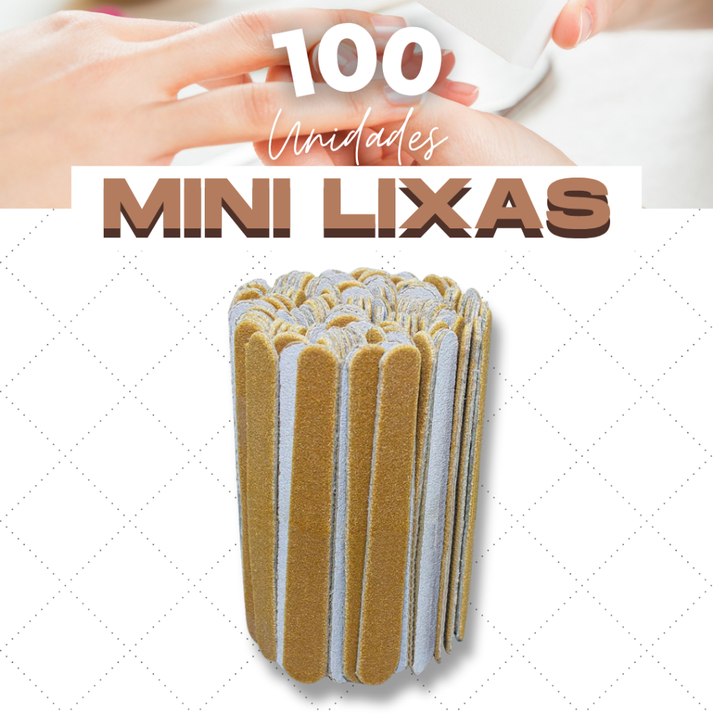 Mini Lixas 100 UN | Lixas Comuns para Unhas Naturais Manicure Nails em Oferta na Shopee