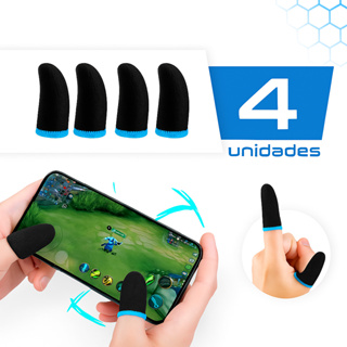 Kit 4 Luvas de Dedo Gamer Profissional Anti Suor Celular Jogos Free Fire PUBG COD Mobile FPS Pro em Oferta na Shopee