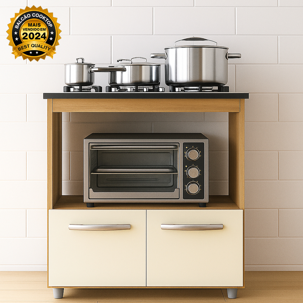 Balcão para Cozinha Cooktop 5 Bocas Elisa Savana Off White em Oferta na Shopee