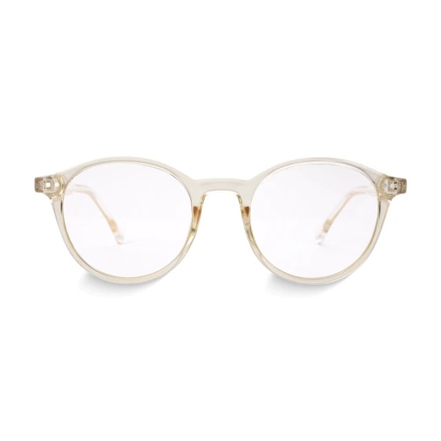 Óculos de Grau Redondo Lazlo Champanhe Armação Premium Retrô Unissex Confortável Acetato Elegante em Oferta na Shopee