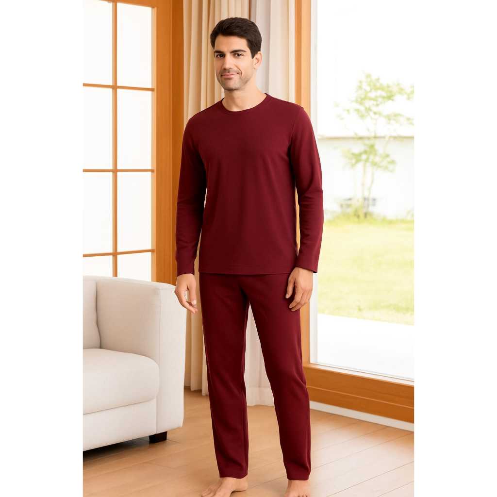 PIJAMA MASCULINO INVERNO CAMISA MANGA LONGA / COMPRIDA E CALÇA LISA