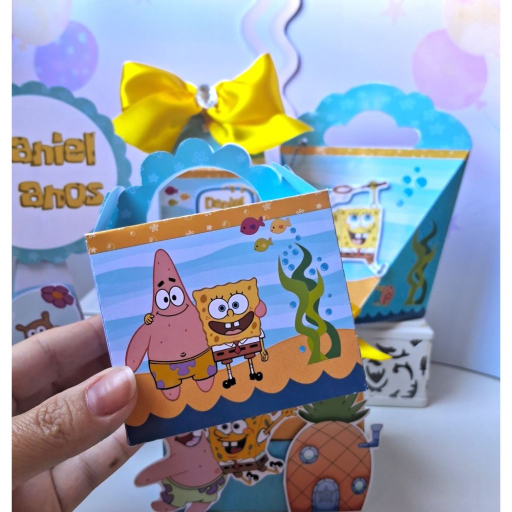 Caixa Maleta Personalizada Bob Esponja | Lembrancinha de Festa | Aniversário