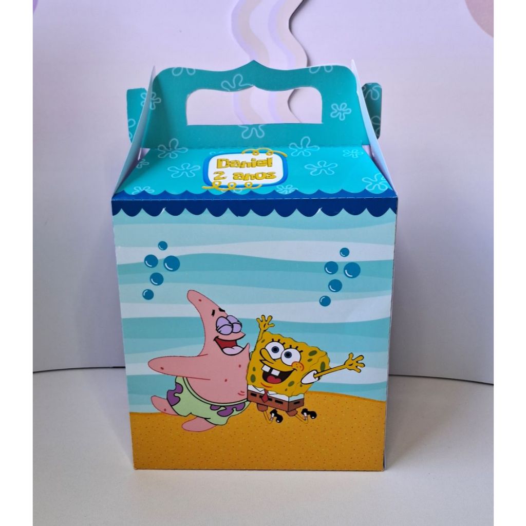 Caixa Maleta  Personalizada Bob Esponja | Lembrancinha de Festa | Aniversário
