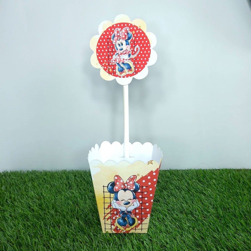 Kit de Centro de mesa Minnie vermelha | Arranjo Enfeite Cachepô | Lembrancinha | Festa | Personalizado PEGUE EMONTE