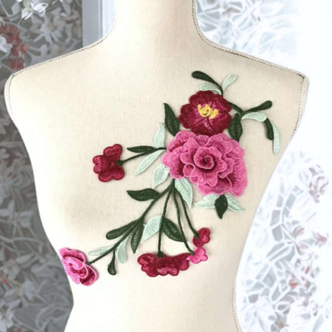 Bordado Floral 3D para Roupas e Artesanato Patch Bordado Flores