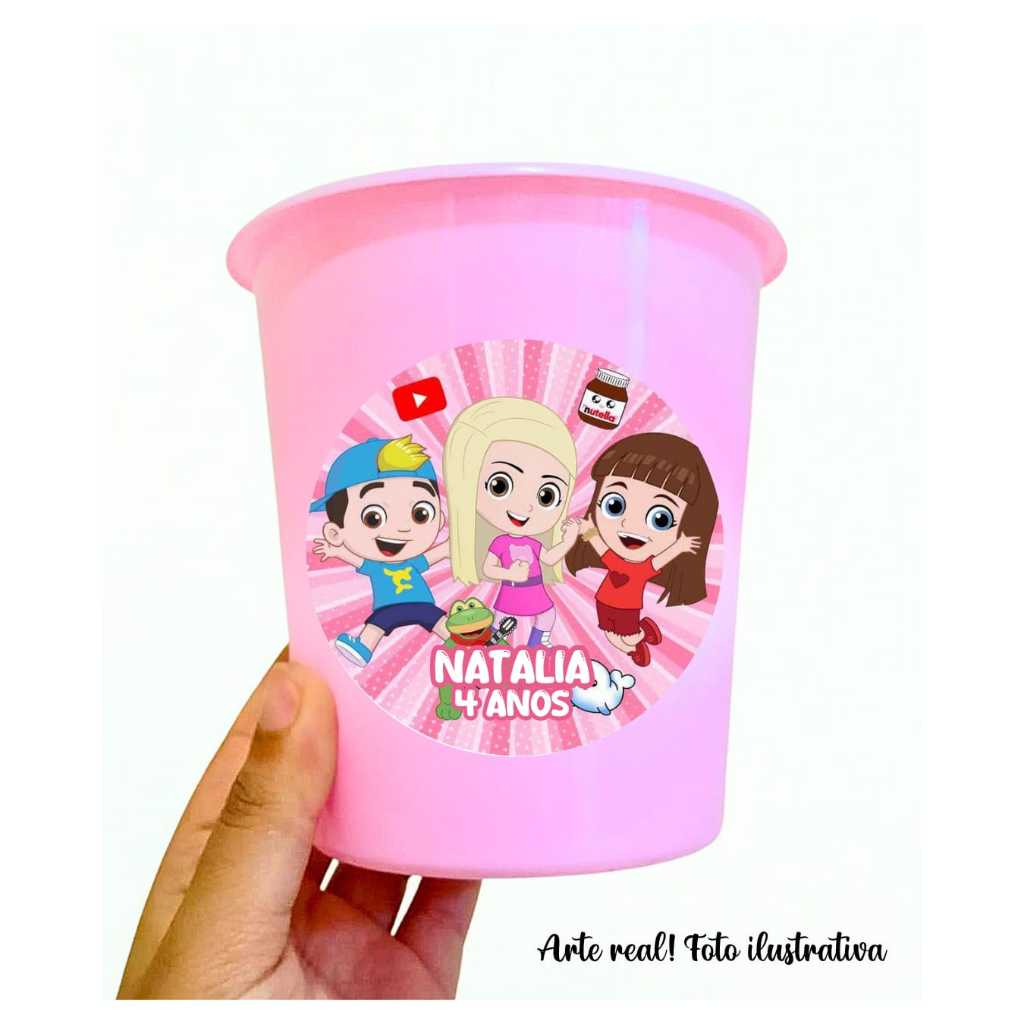 10 Balde/ baldinho de pipoca de 1L personalizado do Lucas Neto Menina, para lembrancinha