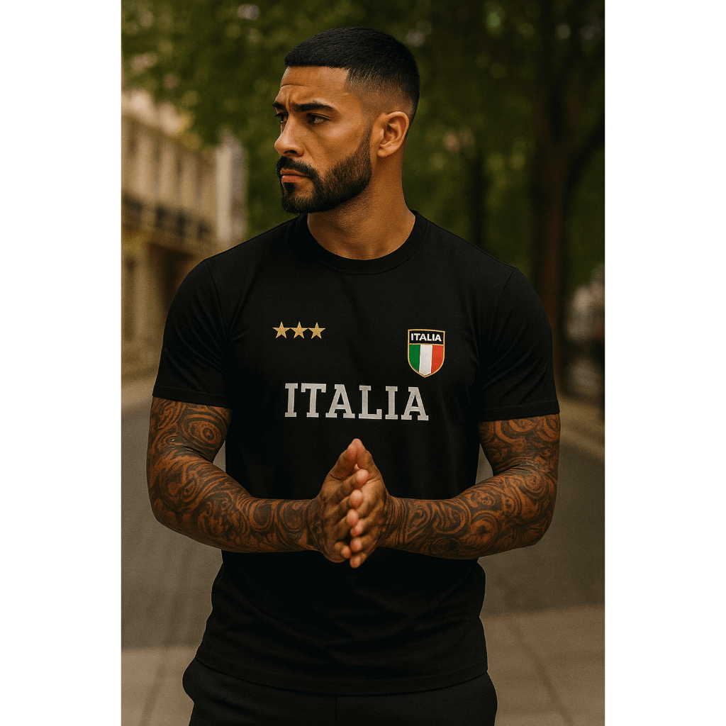 Camiseta Masculina Italia 100% Algodão Camisa Futebol Moda Masculina 2025 Blusa Premium Torcedor